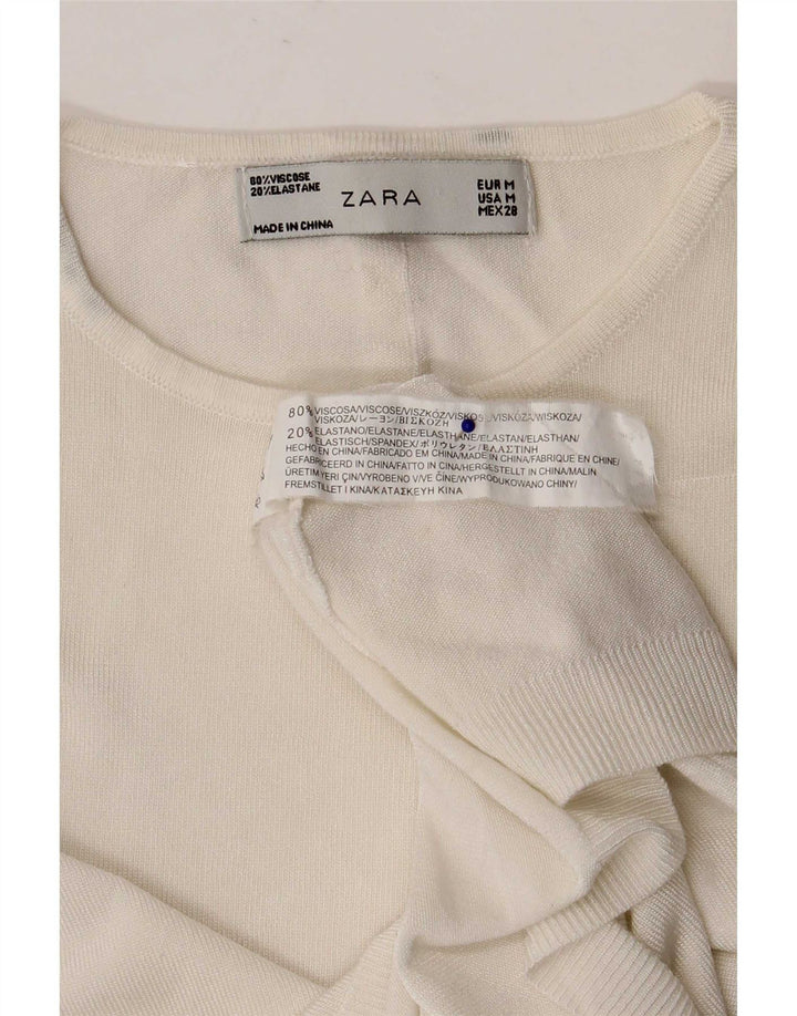 Zara Damen Crop Vest Top UK 12 Mittelweiße Viskose