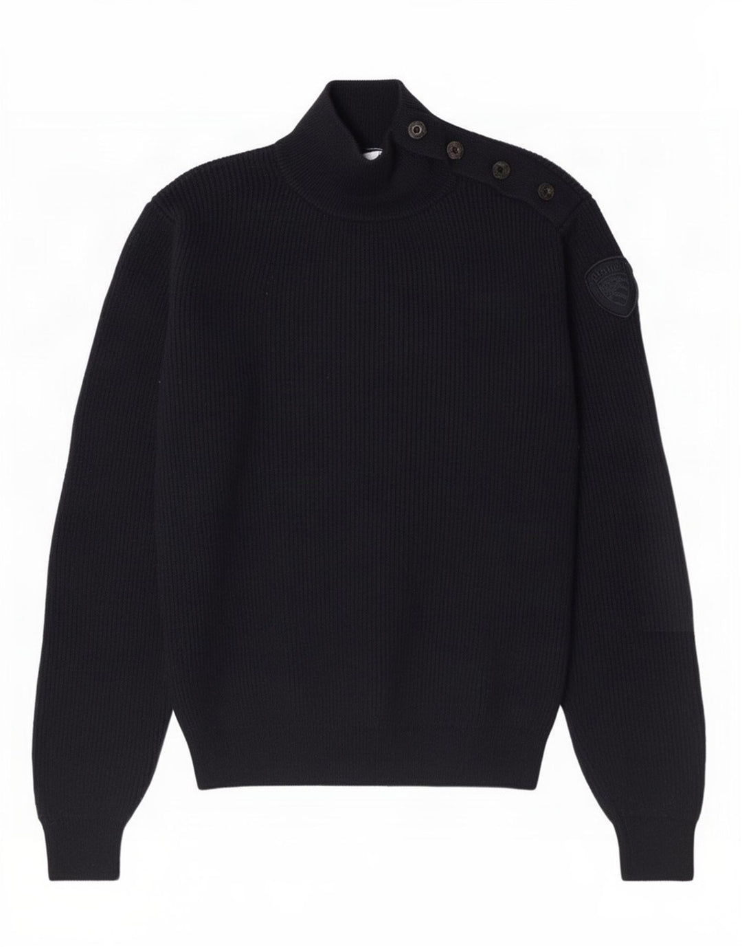 Blauer Herren-Pullover mit Rollkragen, mittelgroß, marineblaue Wolle