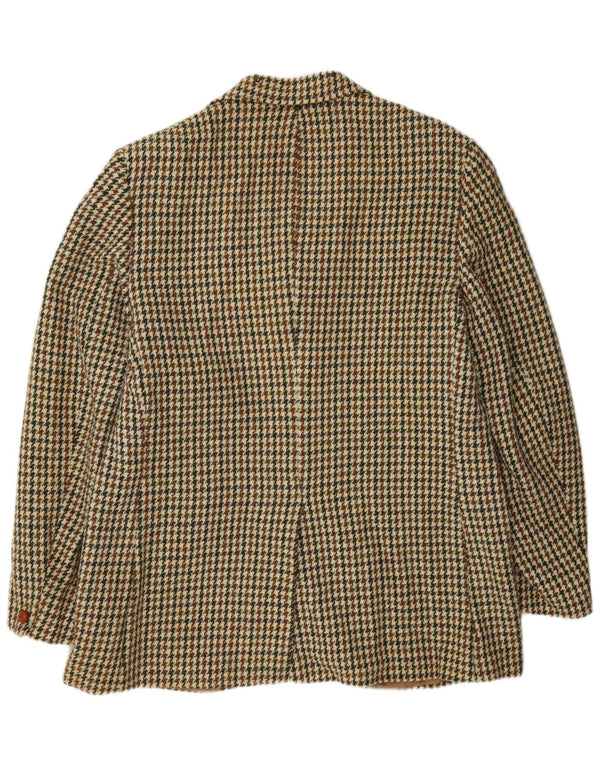 Harris Tweed Mens Long Blazer Jacket UK 38 Medium Green Houndstooth