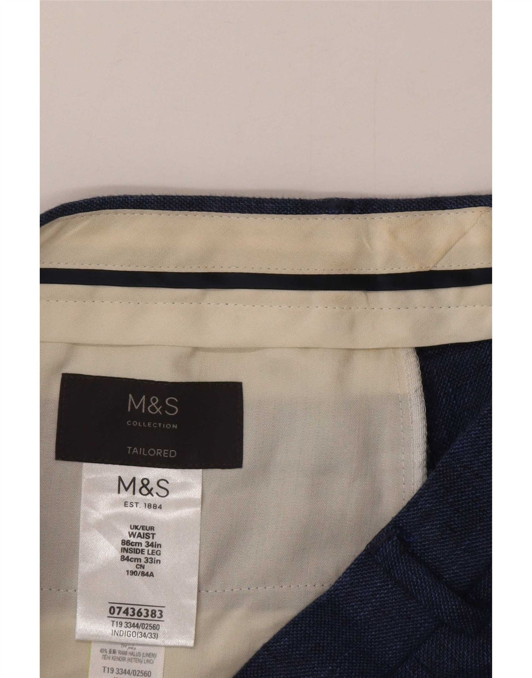 Marks & Spencer Maßgeschneiderte, gerade Anzughose für Herren, W34 L32, Marineblau