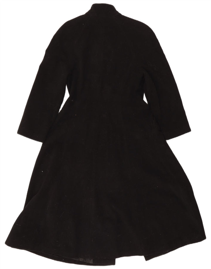 Vintage Damen Zweireihiger Mantel UK 8 Kleine schwarze Wolle