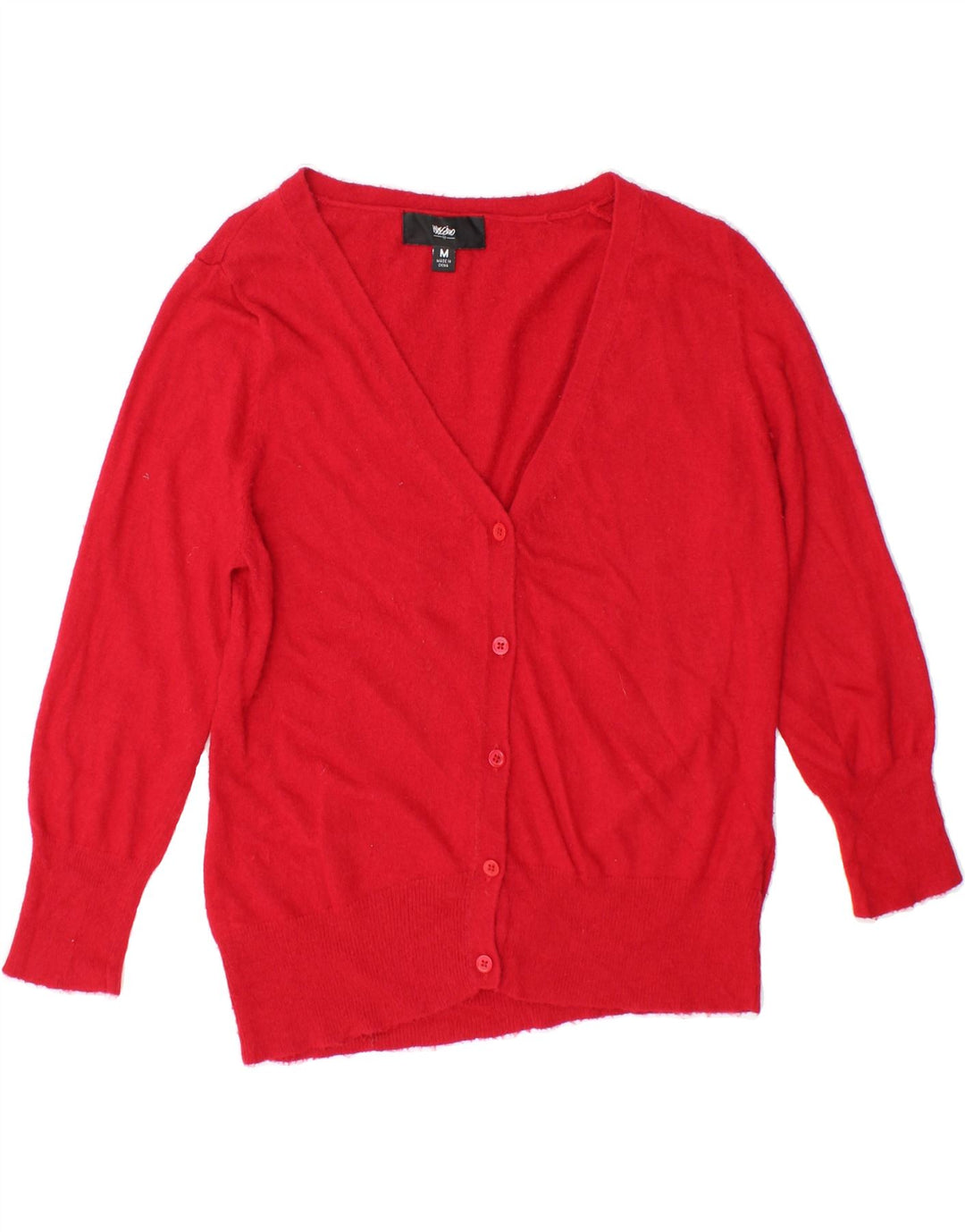 MOSSIMO Womens 3/4 Sleeve Cardigan Sweater UK 12 Medium Red Nylon Vintage Mossimo and Second-Hand Mossimo from Messina Hembry 