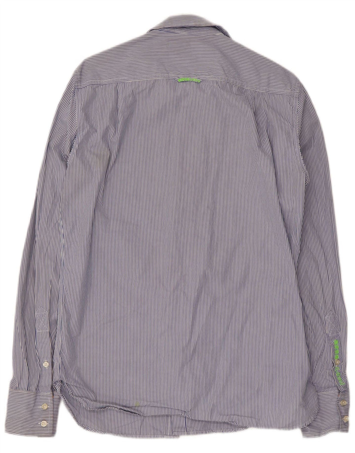 Superdry Herrenhemd aus mittelblauer Nadelstreifen-Baumwolle