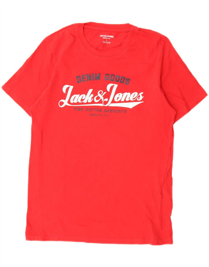 JACK & JONES Herren-T-Shirt mit Grafik, Größe S, rote Baumwolle