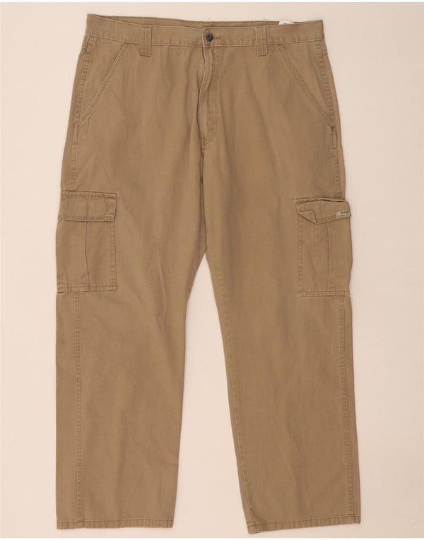 WRANGLER Mens Straight Cargo Trousers W36 L30 Beige Cotton