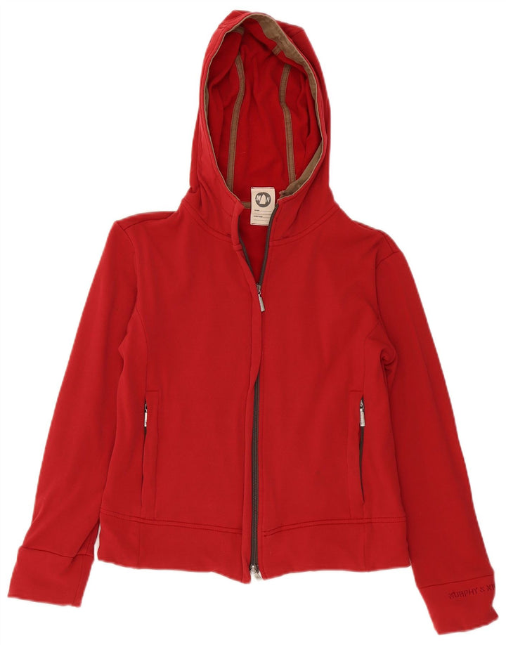 Murphy & Nye Damen Crop Zip Hoodie Pullover UK 14 Mittelrot