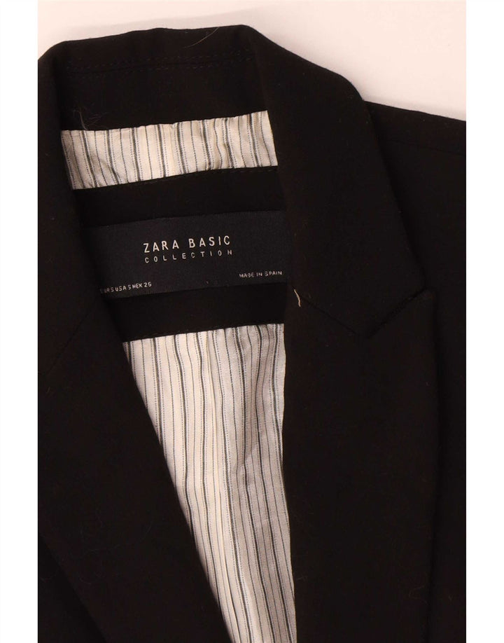 Zara Damen 1-Knopf-Blazerjacke UK 10 Small Schwarz Polyester