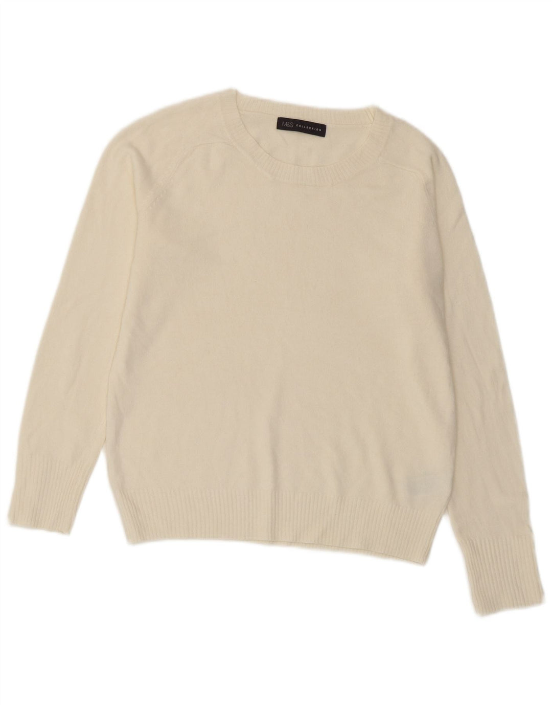 Marks & Spencer Damen-Pullover mit Rundhalsausschnitt, Gr. 10, Größe S, gebrochenes Weiß
