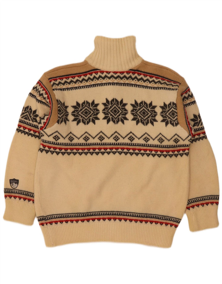 Kilkenny Herren-Pullover mit Reißverschluss am Hals, kleine beige Fair-Isle-Wolle