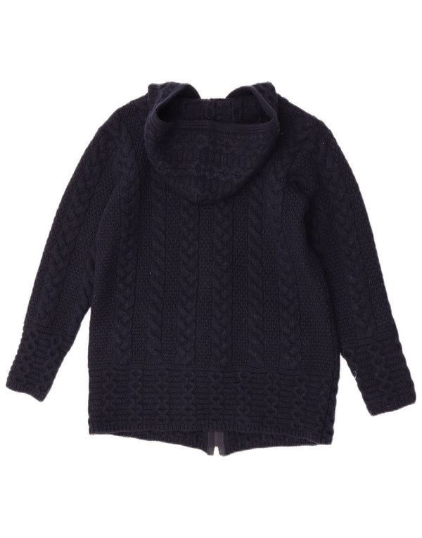 Aran Crafts Damen-Cardigan mit Kapuze, Gr. 6, XS, Marineblau, Merinowolle