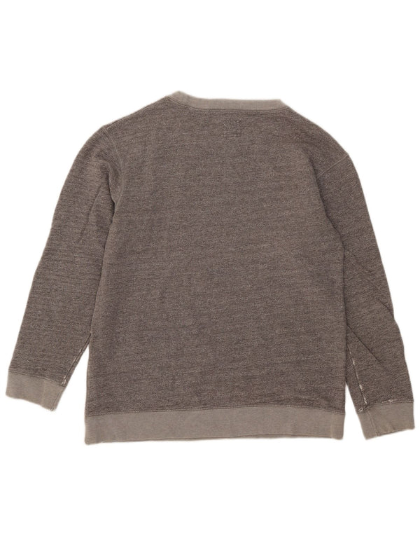 Jack Wills Damen-Sweatshirt-Pullover UK 12 Mittelgrau gefleckte Baumwolle