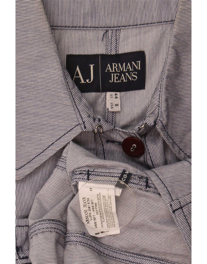 Armani Jeans Damen Bomberjacke US 8 Mittelblaue Nadelstreifen-Baumwolle