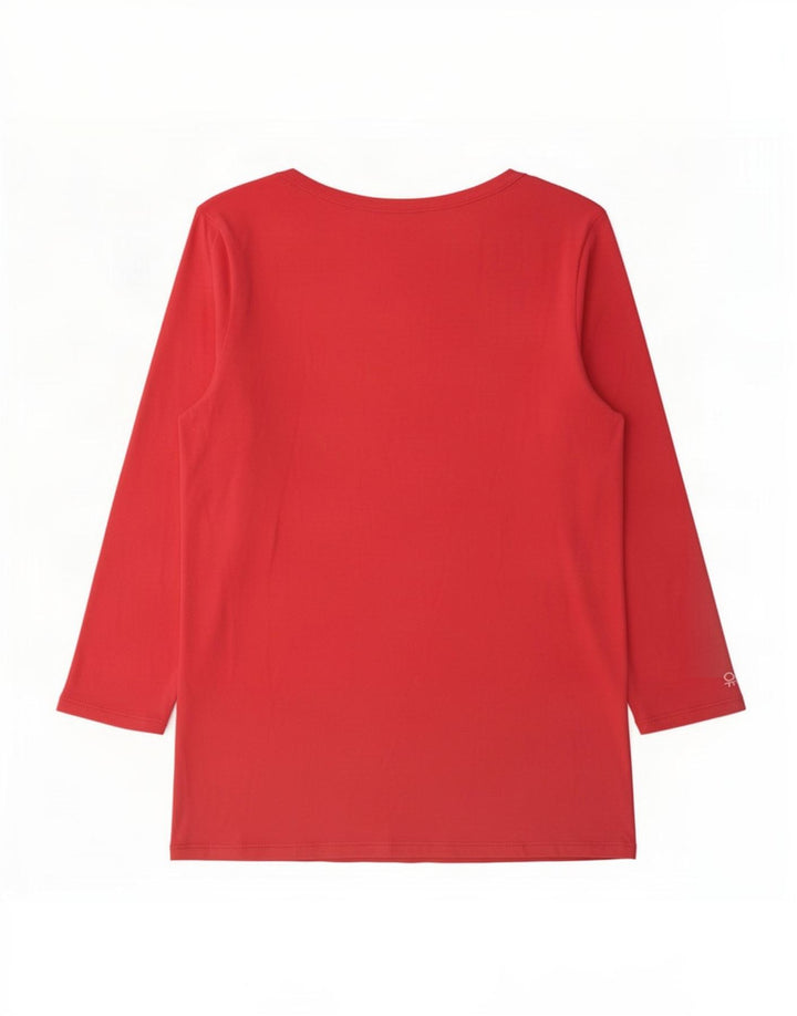 Benetton Damen Top Langarm UK 12 Mittelrosa