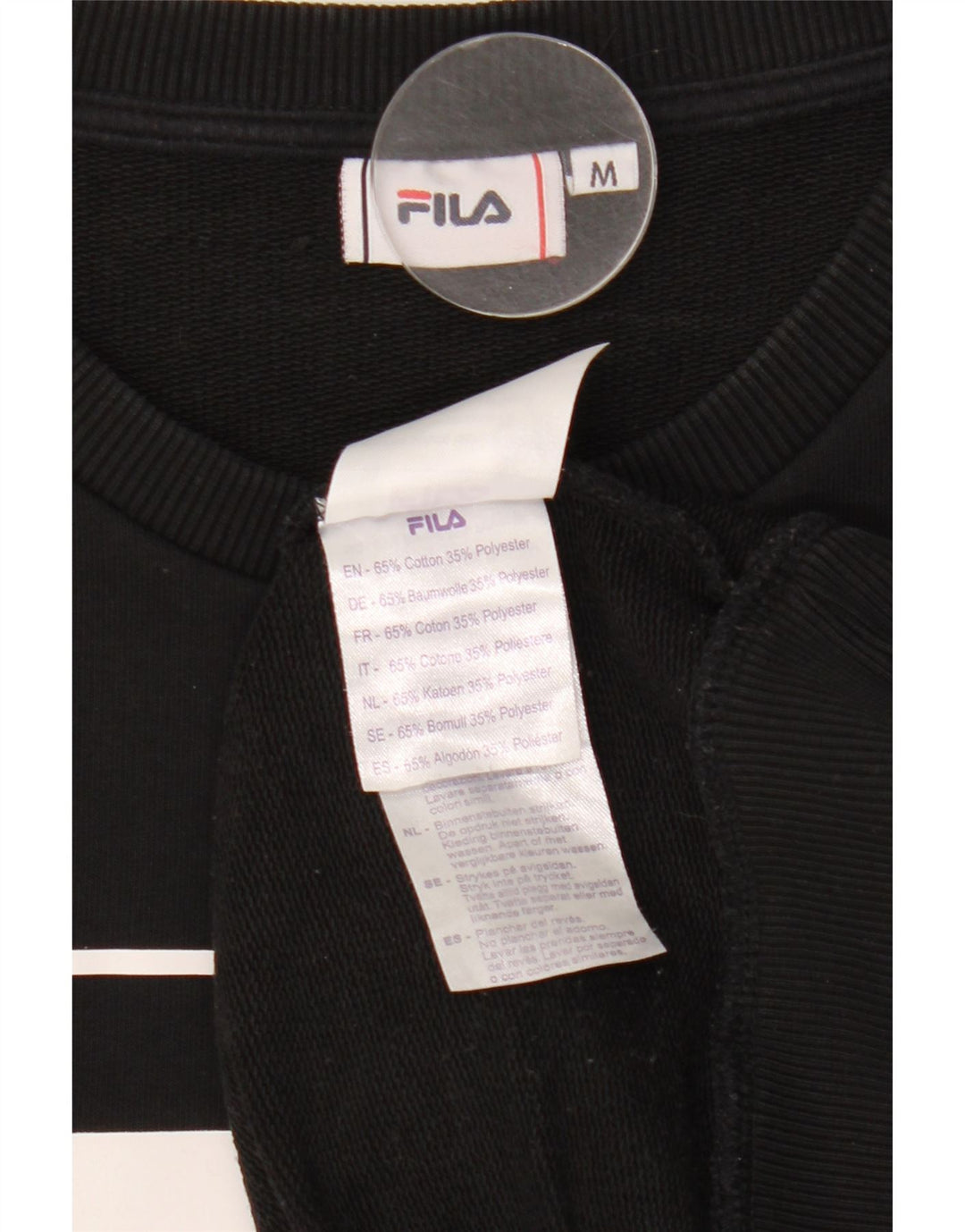Fila Damen Grafik-Sweatshirt-Pullover UK 14 Mittelschwarze Baumwolle