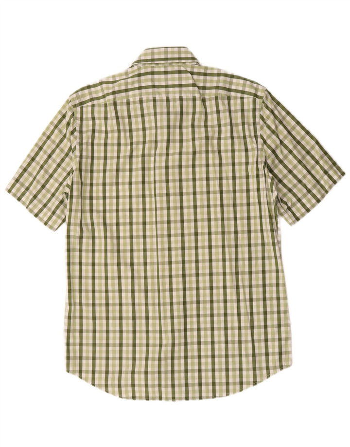 Hugo Boss Herren Kurzarmhemd Größe 40 15 3/4 Mittelgrüner Gingham