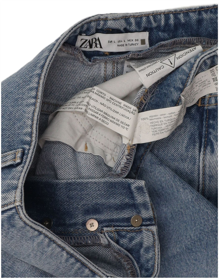 ZARA Damen Jeansrock Groß W32 Blaue Baumwolle