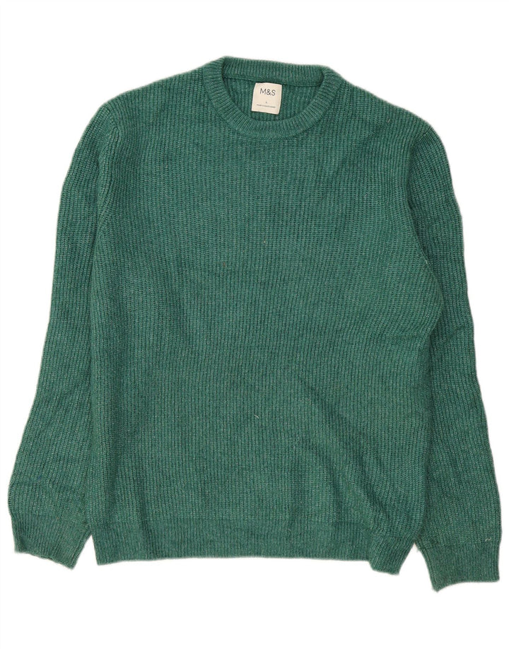 Marks & Spencer Herren-Pullover mit Rundhalsausschnitt, Größe L, Grün, Polyamid