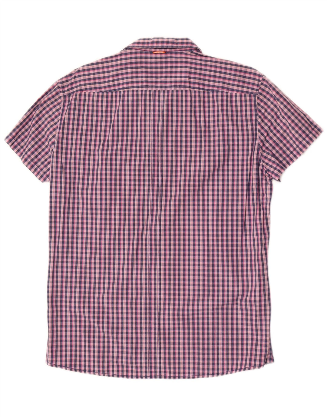 Hugo Boss Herren-Kurzarmhemd, groß, rosa Gingham