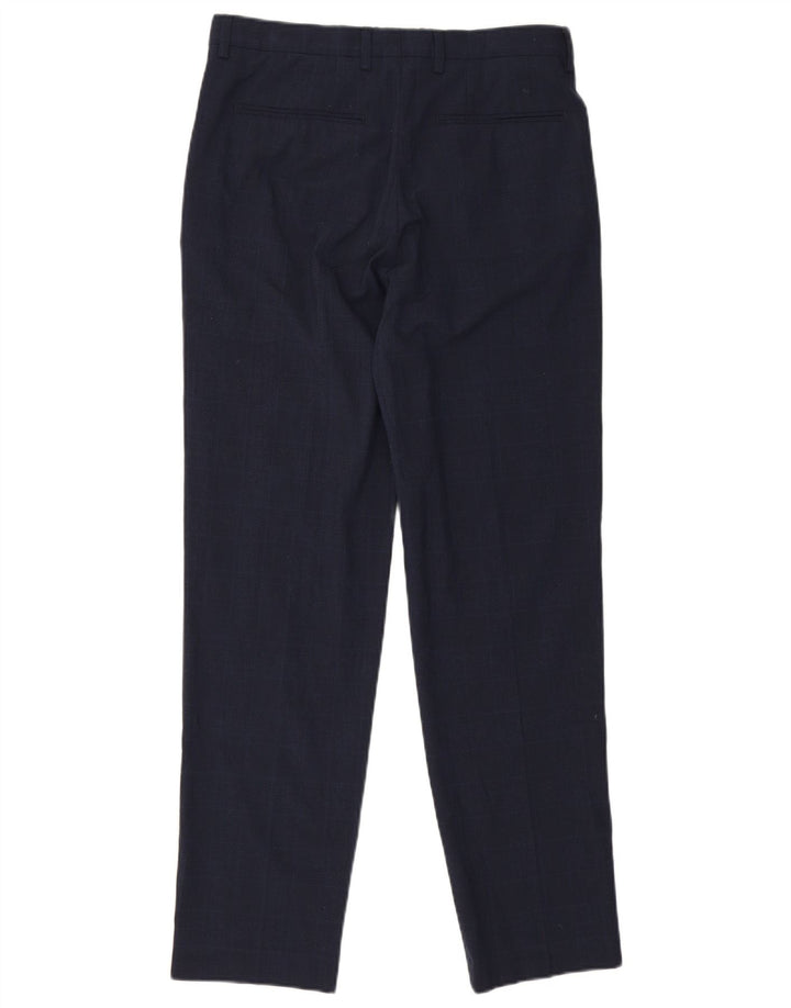 Zara Slim Chino-Hose für Herren, EU 38, Größe S, W30, L29, Marineblau, kariert, Polyester