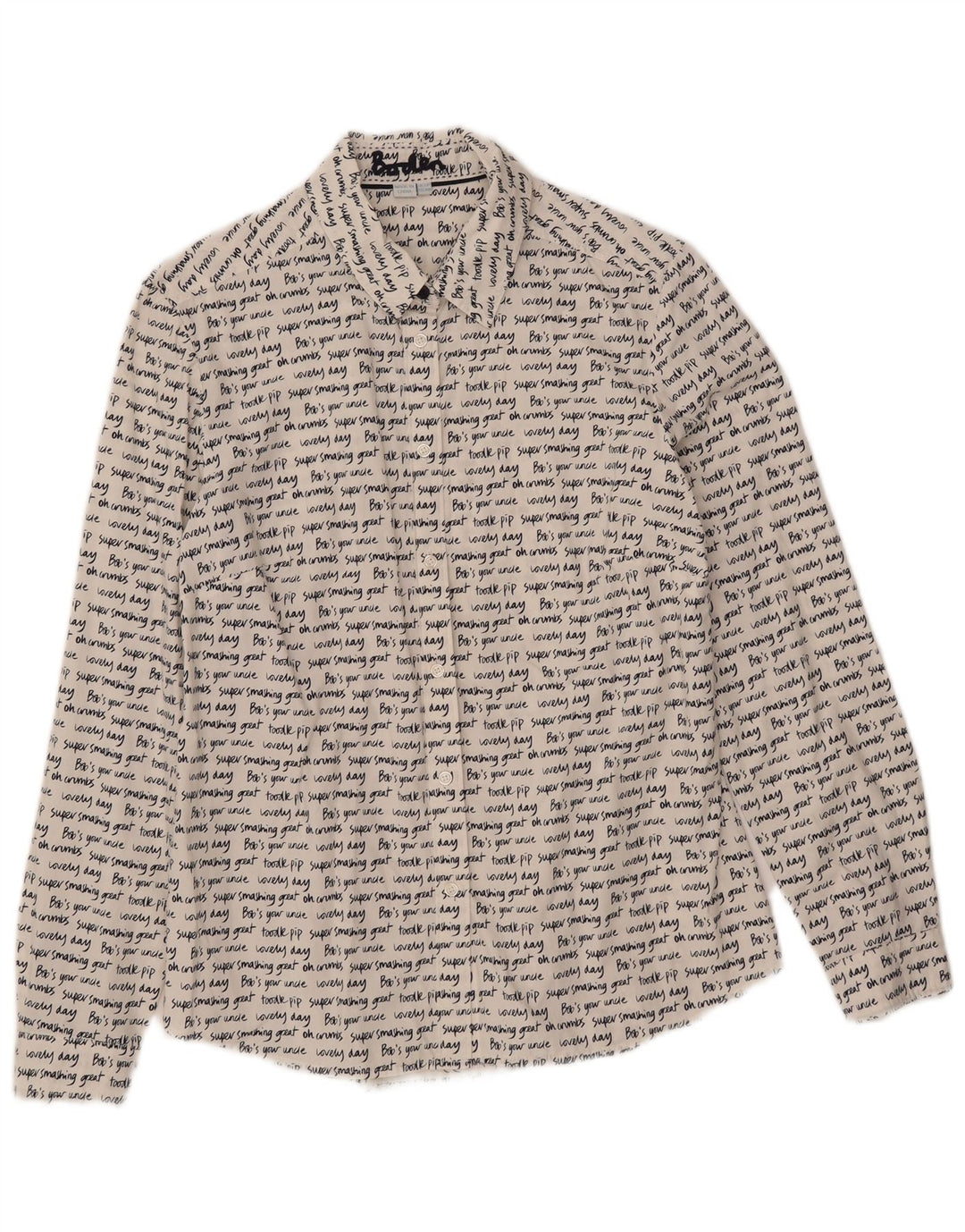 Boden Womens Graphic Shirt UK 10 Small Weiße Baumwolle
