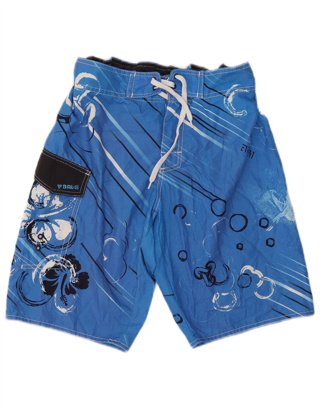 Brugi Herren-Badeshorts mit Grafik, klein, blau, geblümt, Polyester