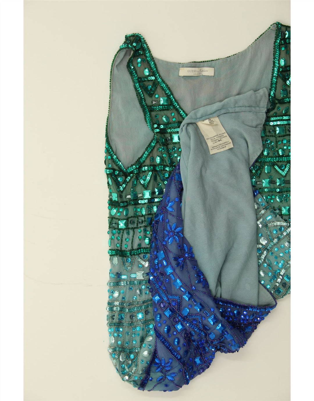 GUESS Womens Sleeveless A-Line Dress IT 42 Medium Green Colourblock Vintage Guess and Second-Hand Guess from Messina Hembry 