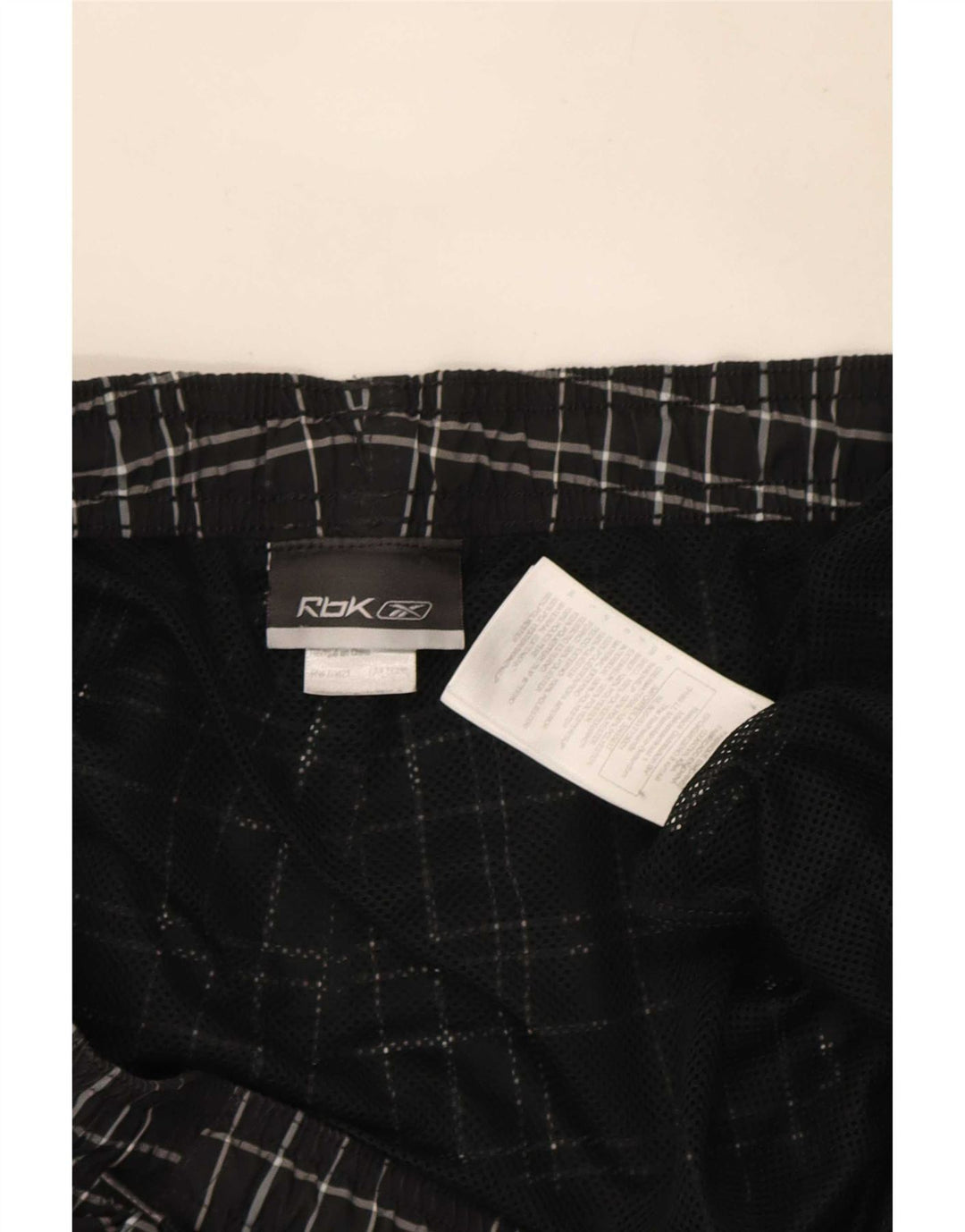 Reebok Herren Badeshorts 2XL Schwarz kariertes Polyester