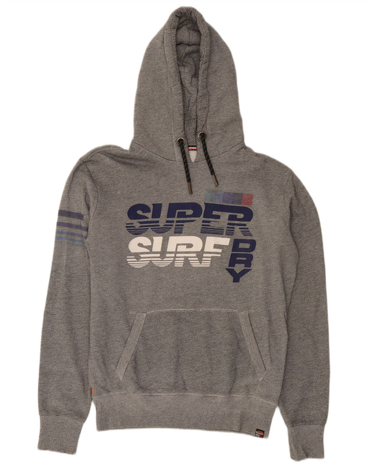 Superdry Herren-Pullover mit grafischem Kapuzenpullover, mittelgrau gesprenkelte Baumwolle