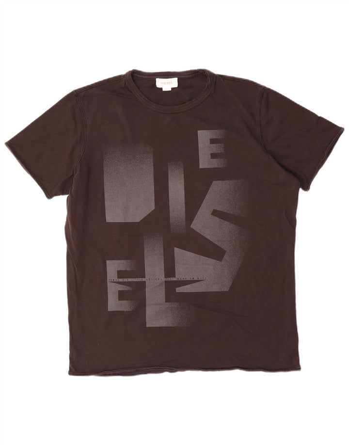 Diesel Herren-T-Shirt mit Grafik, groß, aus schwarzer Baumwolle