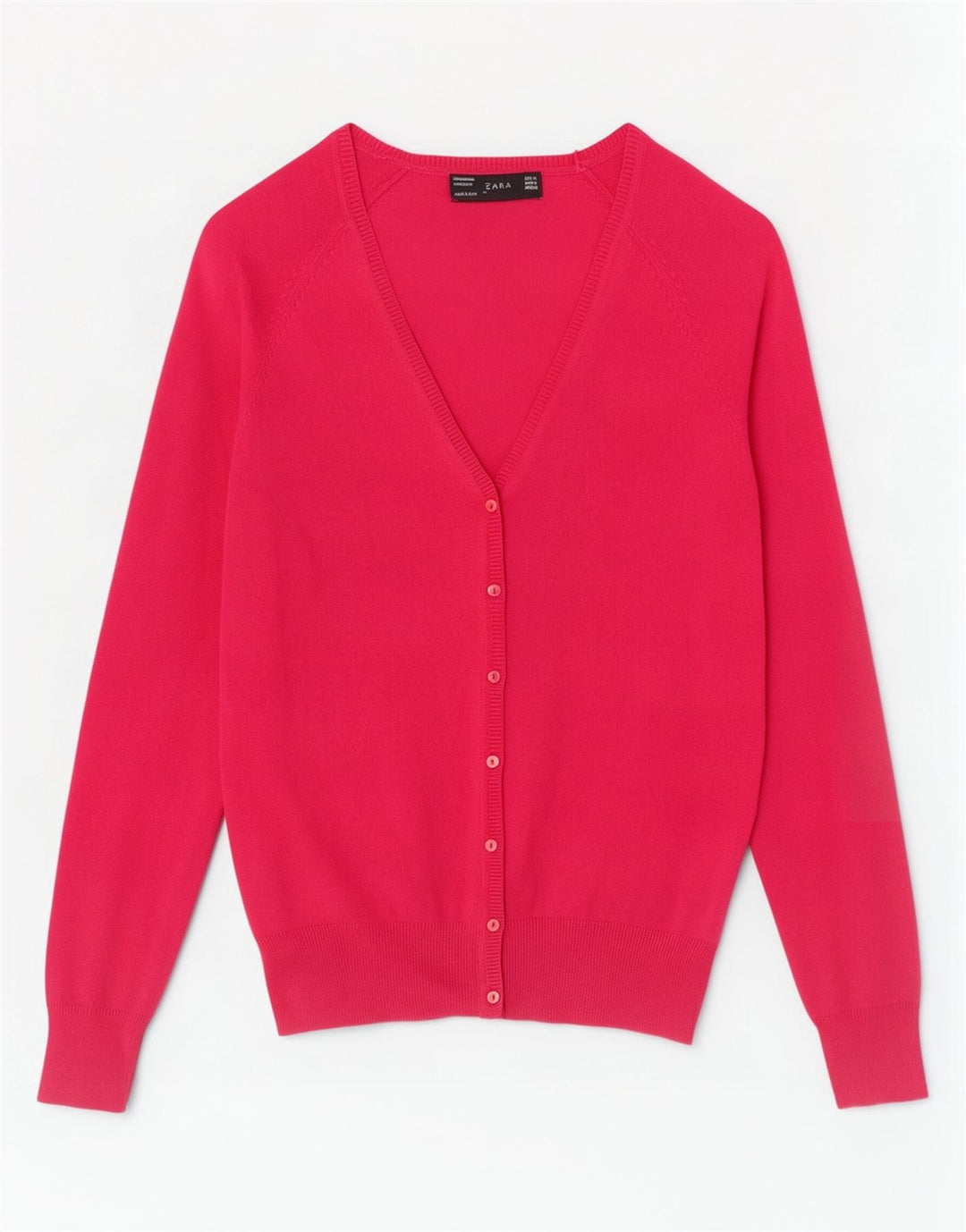 Zara Damen-Cardigan-Pullover UK 12 Mittelrosa Baumwolle