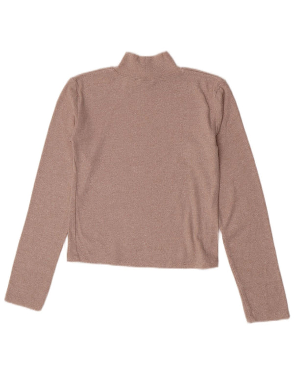 Zara Damen Crop Top Langarm UK 12 Medium Beige