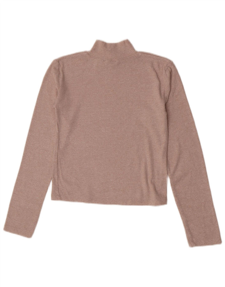 Zara Damen Crop Top Langarm UK 12 Medium Beige