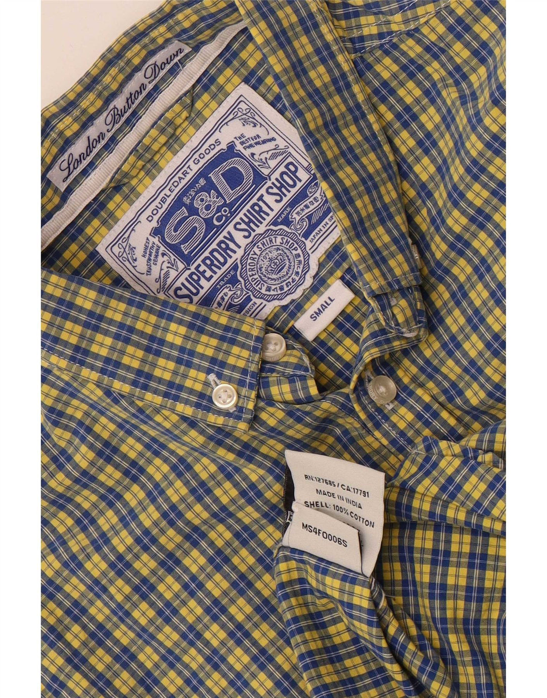 Superdry Herrenhemd aus Baumwolle, klein, blau kariert