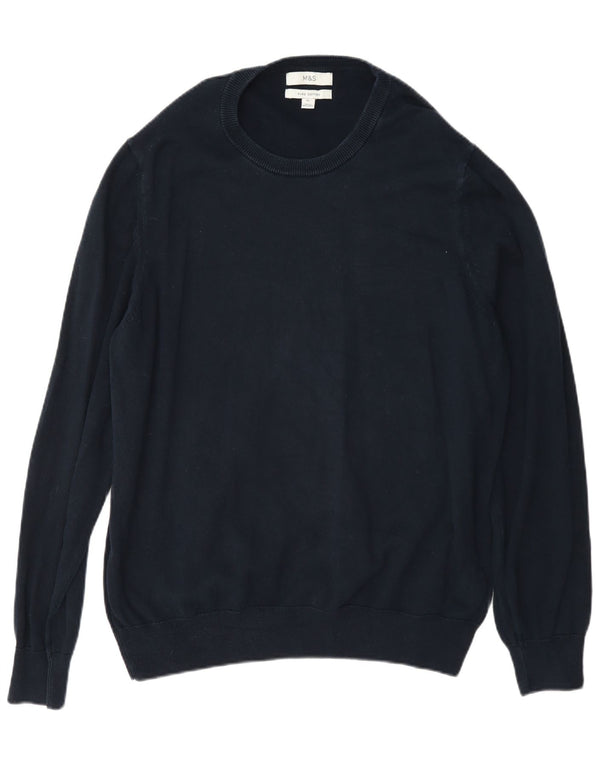Marks & Spencer Herren-Pullover mit Rundhalsausschnitt, XL, Marineblau, klassisch
