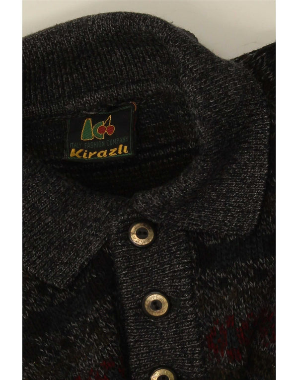 Vintage Herren Poloshirt XL Grau Fair Isle