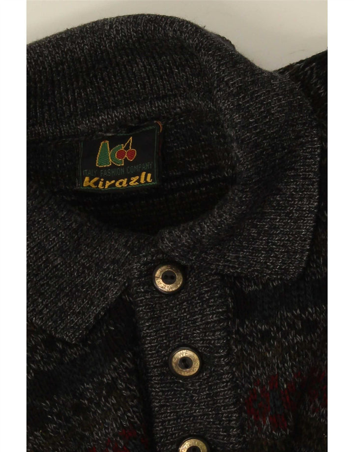 Vintage Herren Poloshirt XL Grau Fair Isle