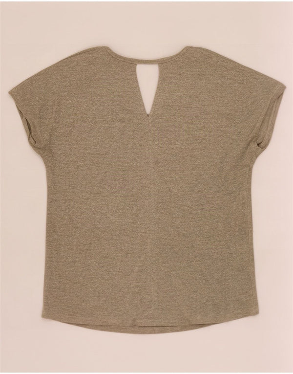 Massimo Dutti Womens Oversized T-Shirt Top UK 6 XS Beige Viscose
