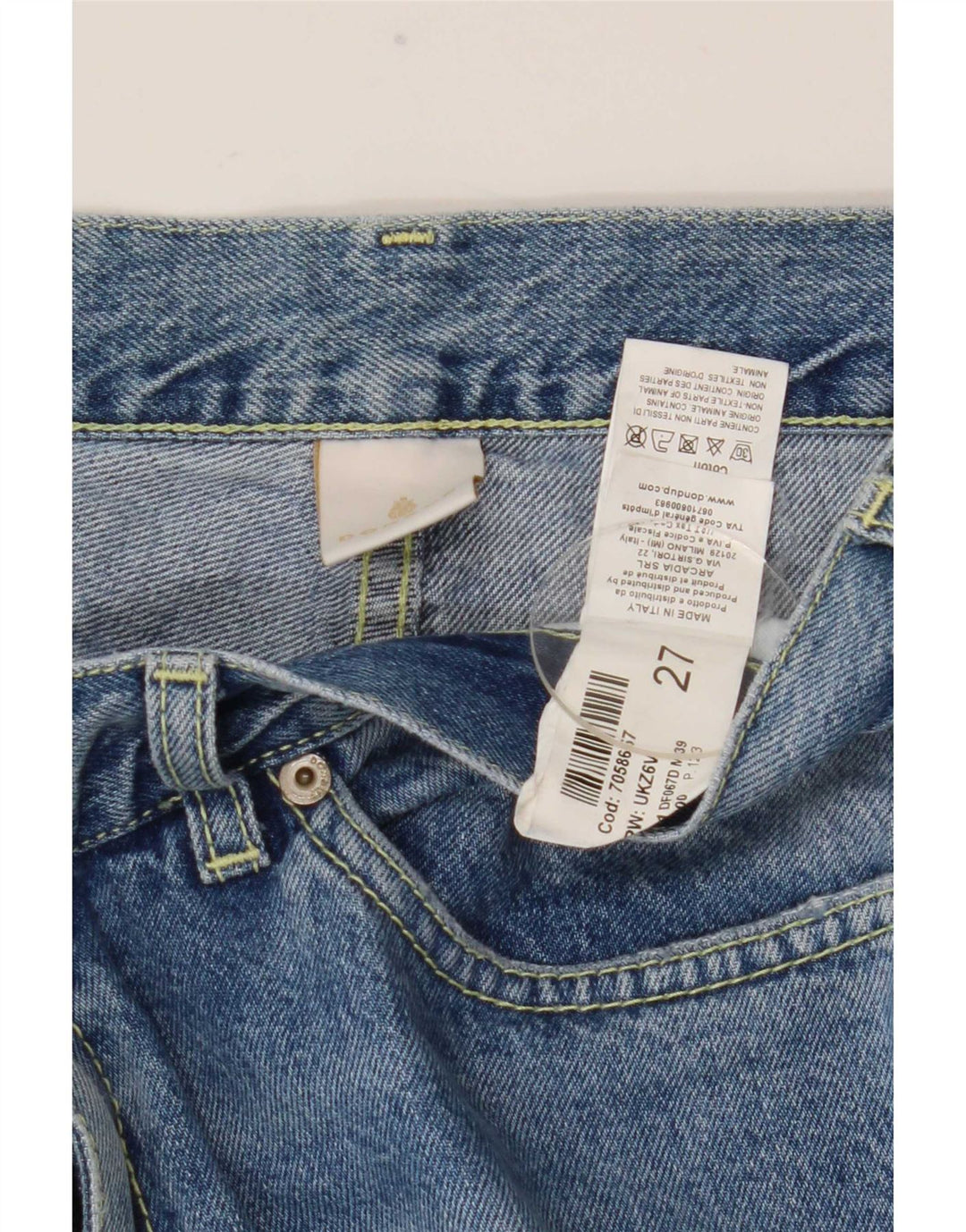 Dondup Damen Distressed Straight Jeans W27 L28 Blaue Baumwolle