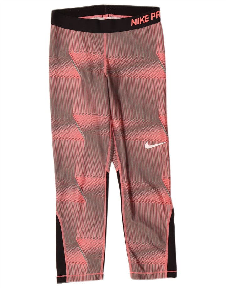 Nike Damen Dri Fit Graphic Leggings UK 14 Mittelrosa Geometrisch