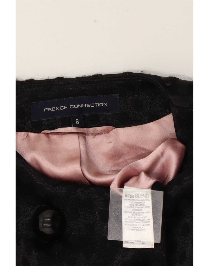French Connection Zweireihiger Damenmantel UK 6 XS Schwarz Geometrisch