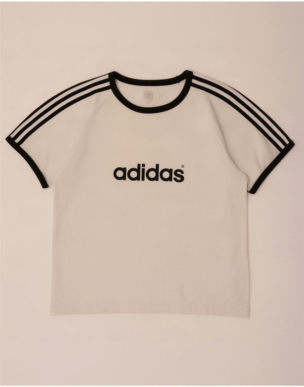 Adidas Damen T-Shirt Top UK 18 XL Weiße Baumwolle