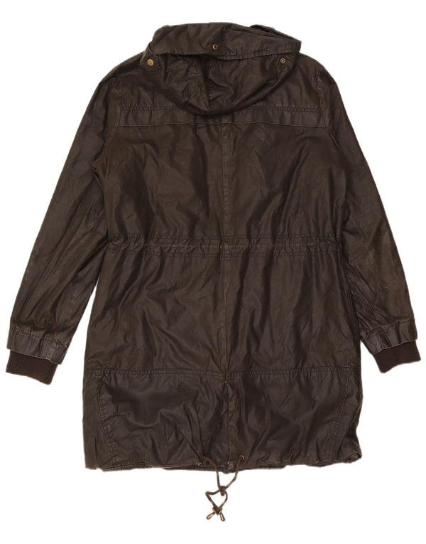 Marks & Spencer Damen-Jacke aus gewachster Baumwolle mit Kapuze, UK 16, Größe L, braun, Baumwolle
