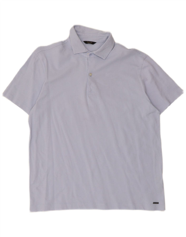 Massimo Dutti Herren-Poloshirt, große blaue Baumwolle
