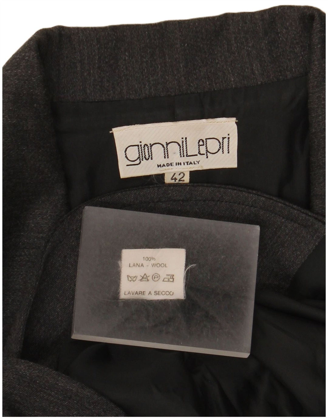 Vintage Damen 3-Knopf-Blazerjacke IT 42 Mittelgraue Wolle