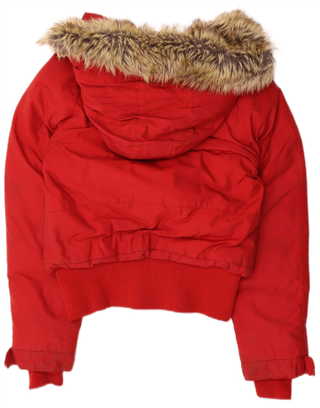 Woolrich Wattierte Damenjacke mit Kapuze, UK 14, mittelrotes Nylon