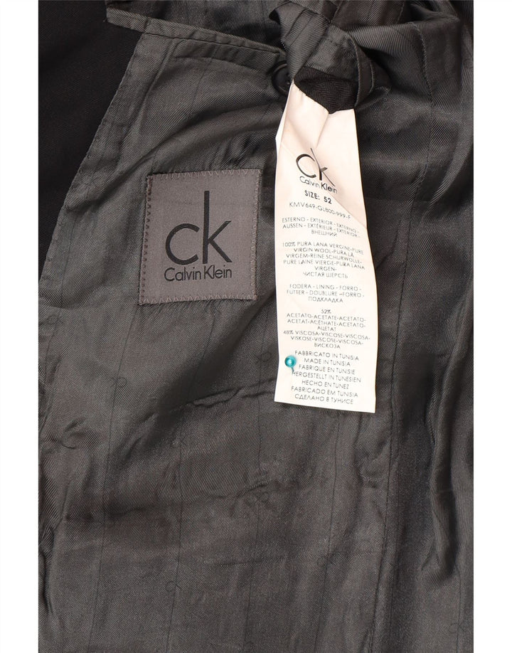 Calvin Klein Herren 2-Knopf-Blazerjacke IT 52 XL Schwarze Schurwolle