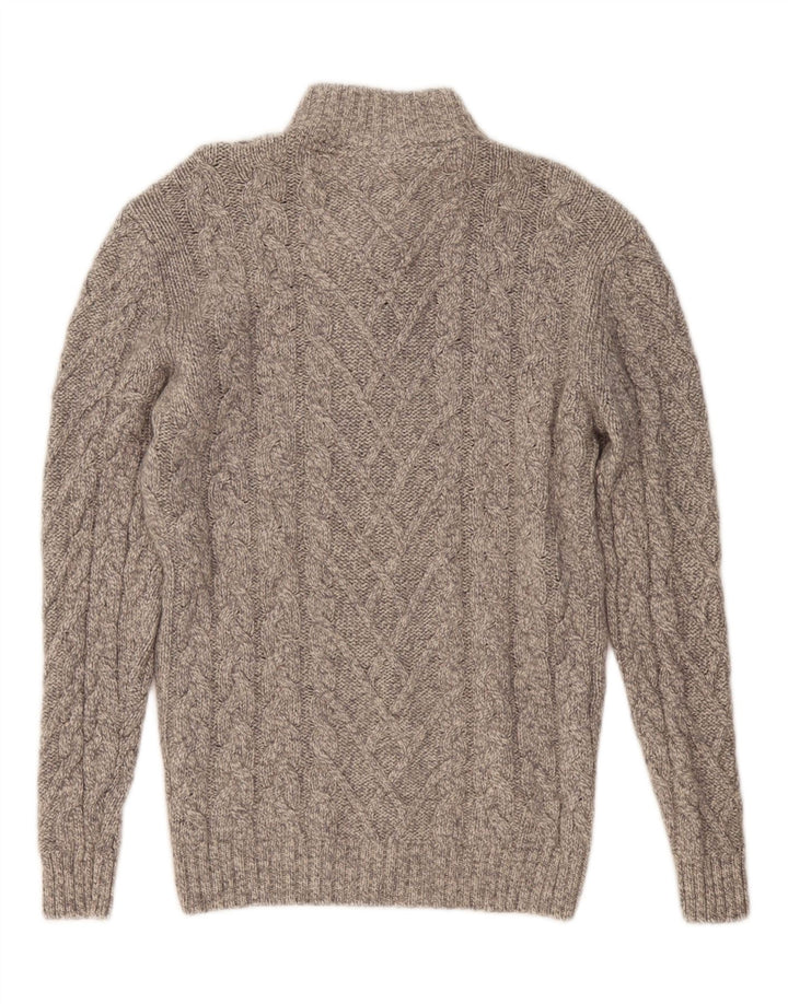 WESTBURY Herren-Pullover mit Knopfkragen, mittelgraue Wolle