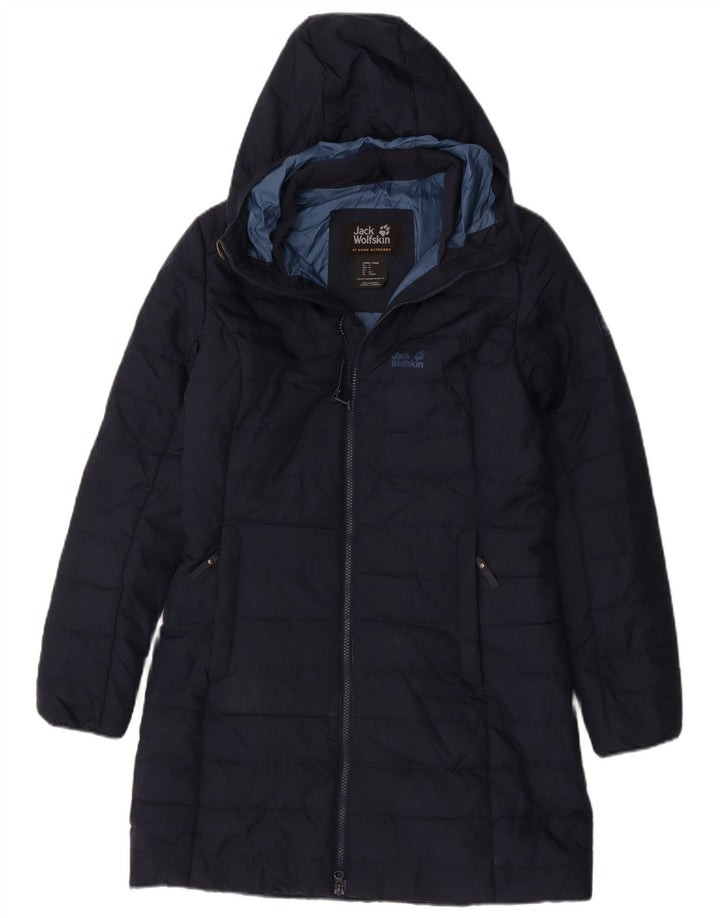 Jack Wolfskin Damen Kapuzenmantel, gepolstert, UK 8/10, Größe S, Marineblau, Polyester