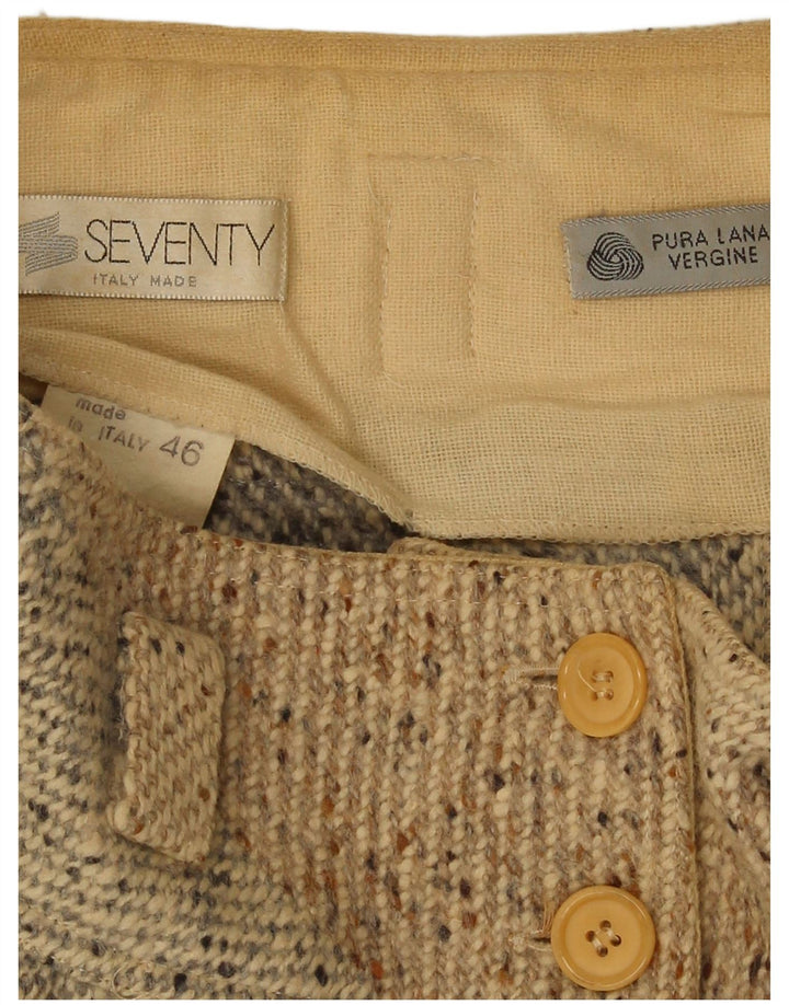 Seventy Damen Midirock IT 46 Large W30 Beige Patchwork Schurwolle