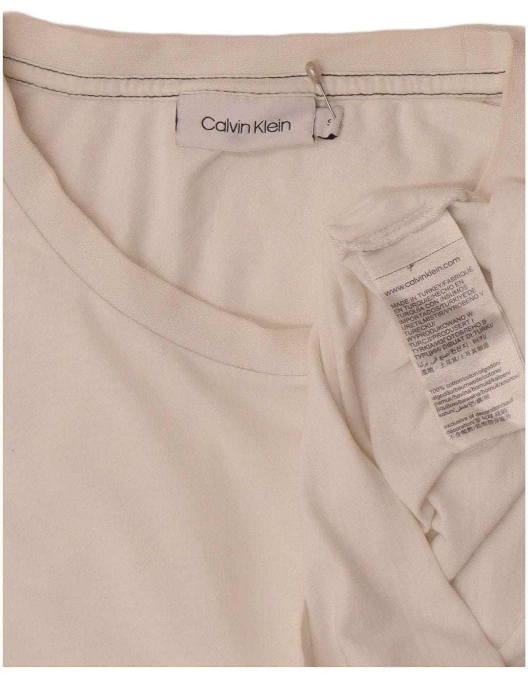 Calvin Klein Herren T-Shirt Top Small Weiße Baumwolle